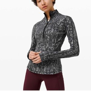 Lululemon Run Briskly 1/2 Zip Long Sleeve Top Eventide Jacquard Black Alpine